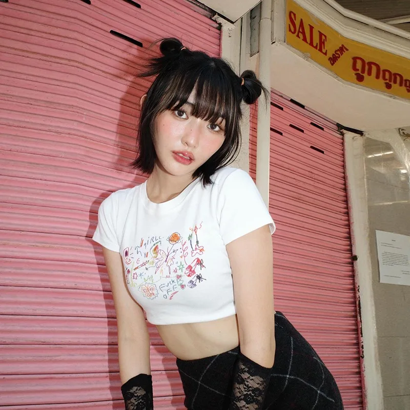 

Женские Белые футболки в уличном стиле с коротким рукавом и круглым вырезом, футболка с кружевными рукавами летнее облегающее платье с граф...