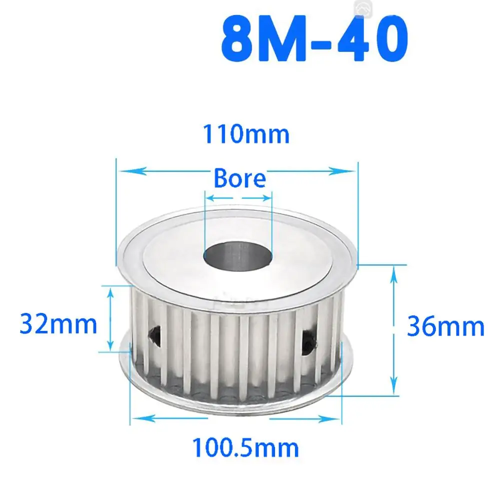 

1Pcs AF Type 35-40 Teeth 8M Timing Belt Pulley Slot Width 32mm Bore 8-30mm For 30mm Belt CNC/Step Motor