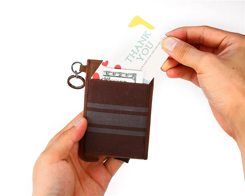 Bisi Goro RFID Блокировка кредитный держатель для карт Anit-theft кошелек карта для мужчин и женщин автоматический всплывающий Чехол для карт кожаный держатель для ID