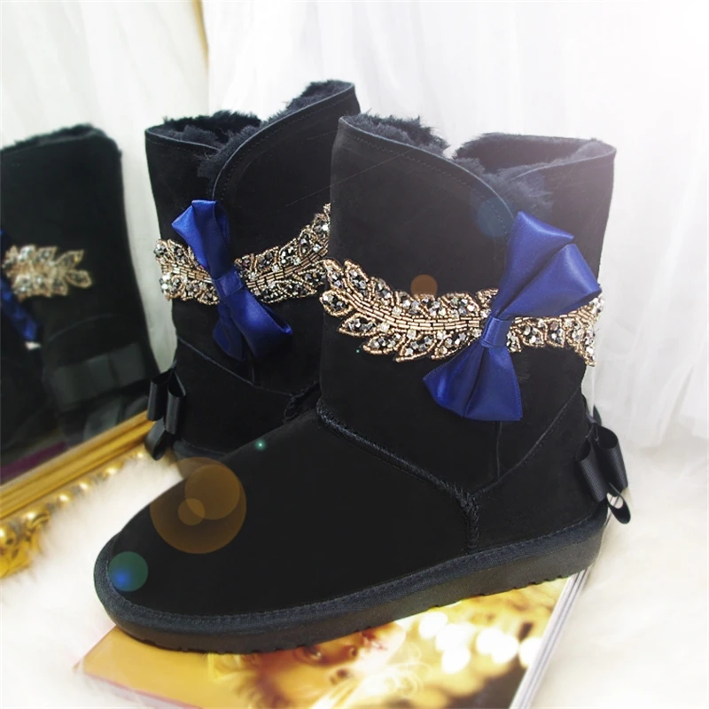 Женские Австралийские кожаные сапоги ручной работы зимние в британском стиле с