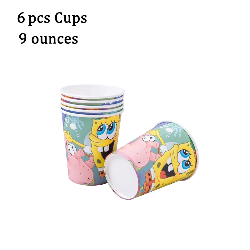 Vajilla desechable de Bob Esponja para fiesta de Cumplea&ntilde;os de Ni&ntilde;os, plato de taza, plato, suministros para fiesta de boda y Baby Shower, 107 piezas-1