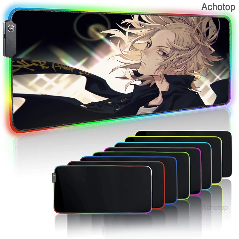

Tokyo Revengers Large Office RGB LED Illumination Game Mouse Pad Mat Gamer Rubber Gaming Mousepad Computer Keyboard Desk Mat