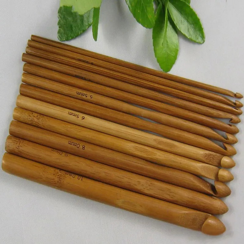 

12Pcs Sweater knitting Circular Bamboo Handle Crochet Hooks Smooth Weave Craft Needle SDF-SHIP