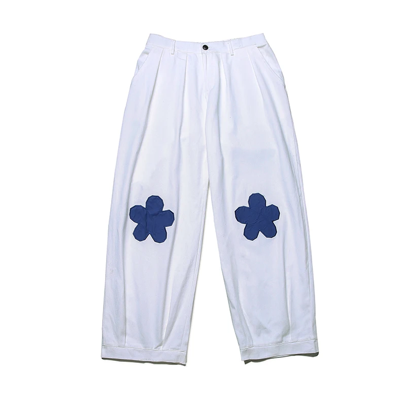 2020 мужские широкие брюки с вышитым цветочным принтом повседневные в клетку для
