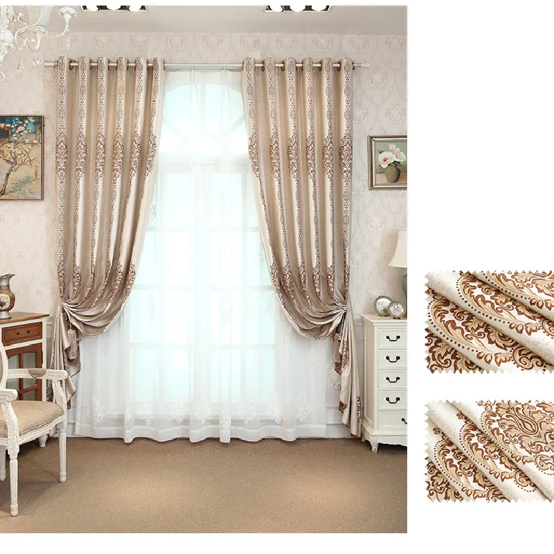 Luxury Coffee Color Jacquard Curtains for Living Room Bedroom Window Tulle High-precision Shade European Style Custom | Дом и сад