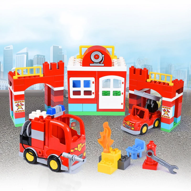 Новый Diy большой Размеры город пожарной пожарные строительные блоки кирпичные