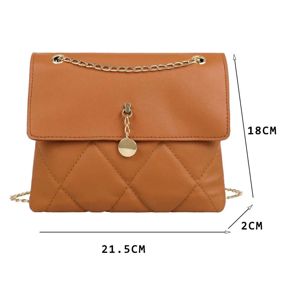 

Fashion Large Capacity Shoulder Handbag PU Leather Lattice Chain Crossbody Bags Women Street Purse Casual Autumn Messenger Bags