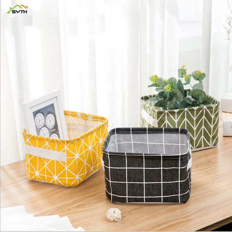 Высококачественная корзина для хранения из хлопка и льна ящик мелочей с ручкой