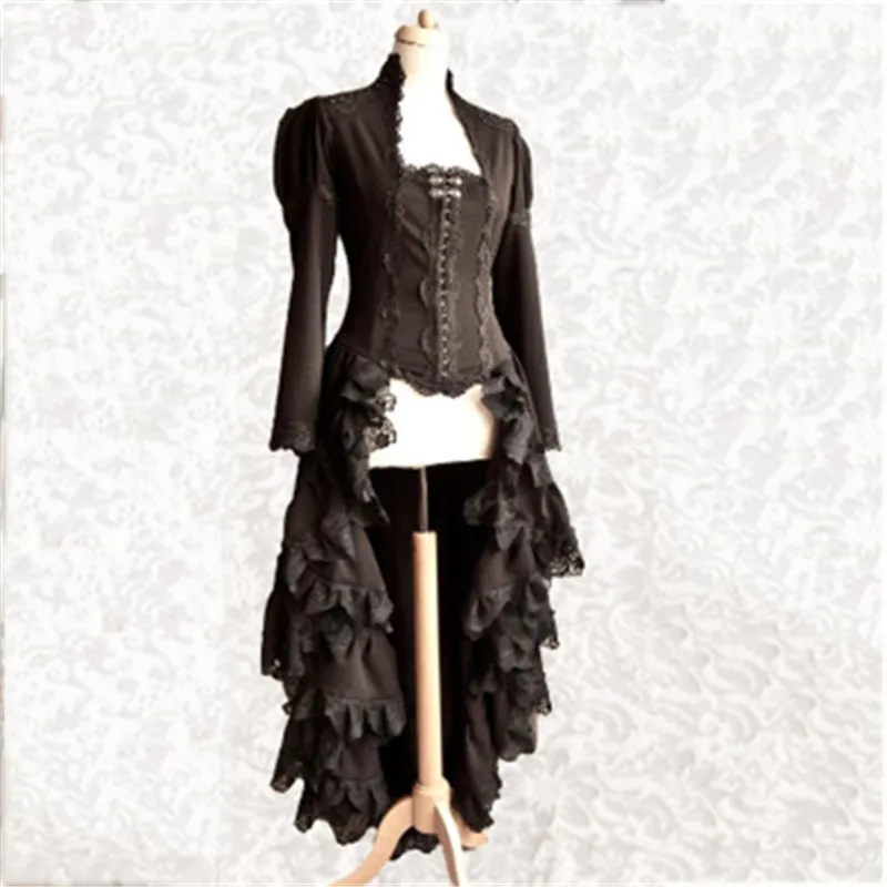 

Gothic Women Jacket Fashion Gothic Vintage Mid-long Trench Coat Women Black Coat Women Female