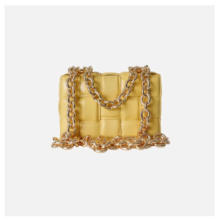 

Designer Shoulder Bag Women New Design Large Metal Chain Woven Soft Square Crossbody Handbag Female Fashion Flap Bag Summer New