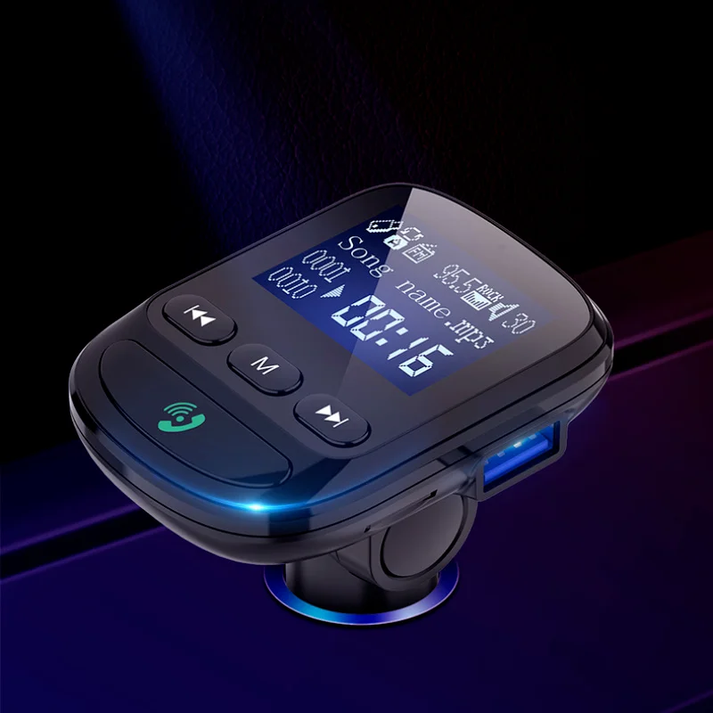 

Автомобильный AUX MP3 музыкальный плеер Bluetooth 5,0 FM-передатчик Радио адаптер Комплект 2 USB порта QC3.0 зарядное устройство Громкая связь аудио передатчик