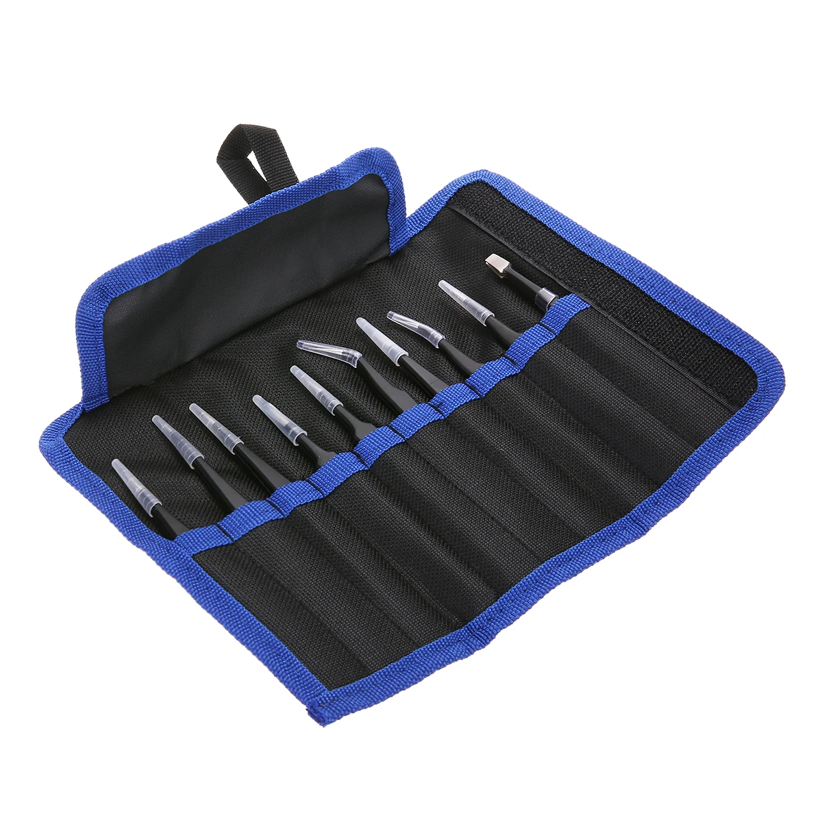 

LANSEYQO 10pcs ESD Antistatic Tweezer High Precision Tip Curved Straight Industrial Tweezers Stainless Nipper Repair Tool Set