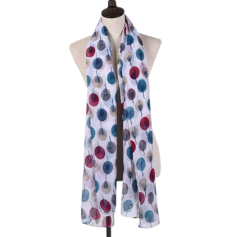 Шарф легкие головные повязки одеяло красочные шали в горошек с рисунком деревьев