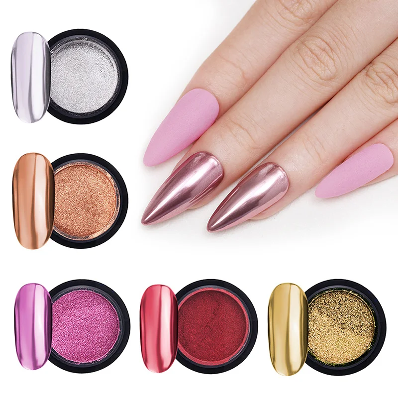 BORN Красивое Зеркало Блестящий Порошок для дизайна ногтей Сияющий розовый