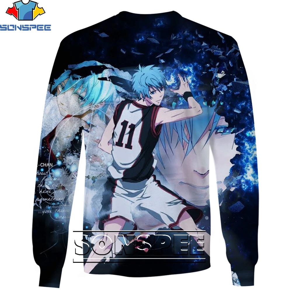

SONSPEE Sport Anime Kuroko's Basketball Sweatshirt 3D Printing Men Women Spring Autumn Harajuku Man Oversize Sweatshirts Kid Top