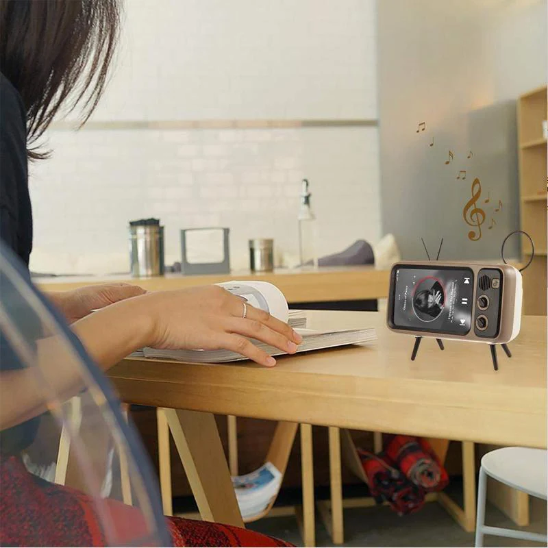 retro bluetooth speaker phone holder desktop televison design mobile phone mount home office desk phone stans organizer free global shipping