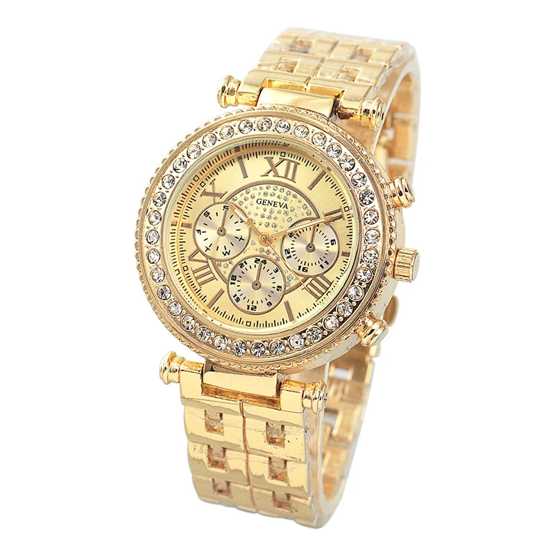

Rhinestone 3 Eyes Quartz Wrist Watch Women Stainless Steel Band Ladies Watches Luxury Brand CONTENA Female Clock reloj mujer