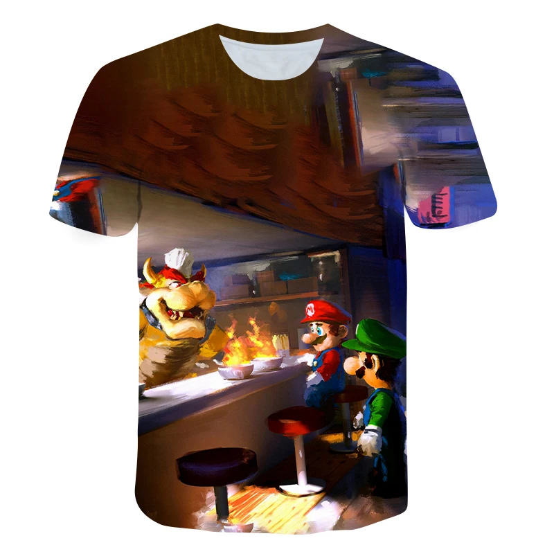 

Summer Fashion Cartoon Super Mario 3D Print Breathable T-shirt Children Summer Cute Anime T-shirt Boy Girl T-shirt Casual 4T-14