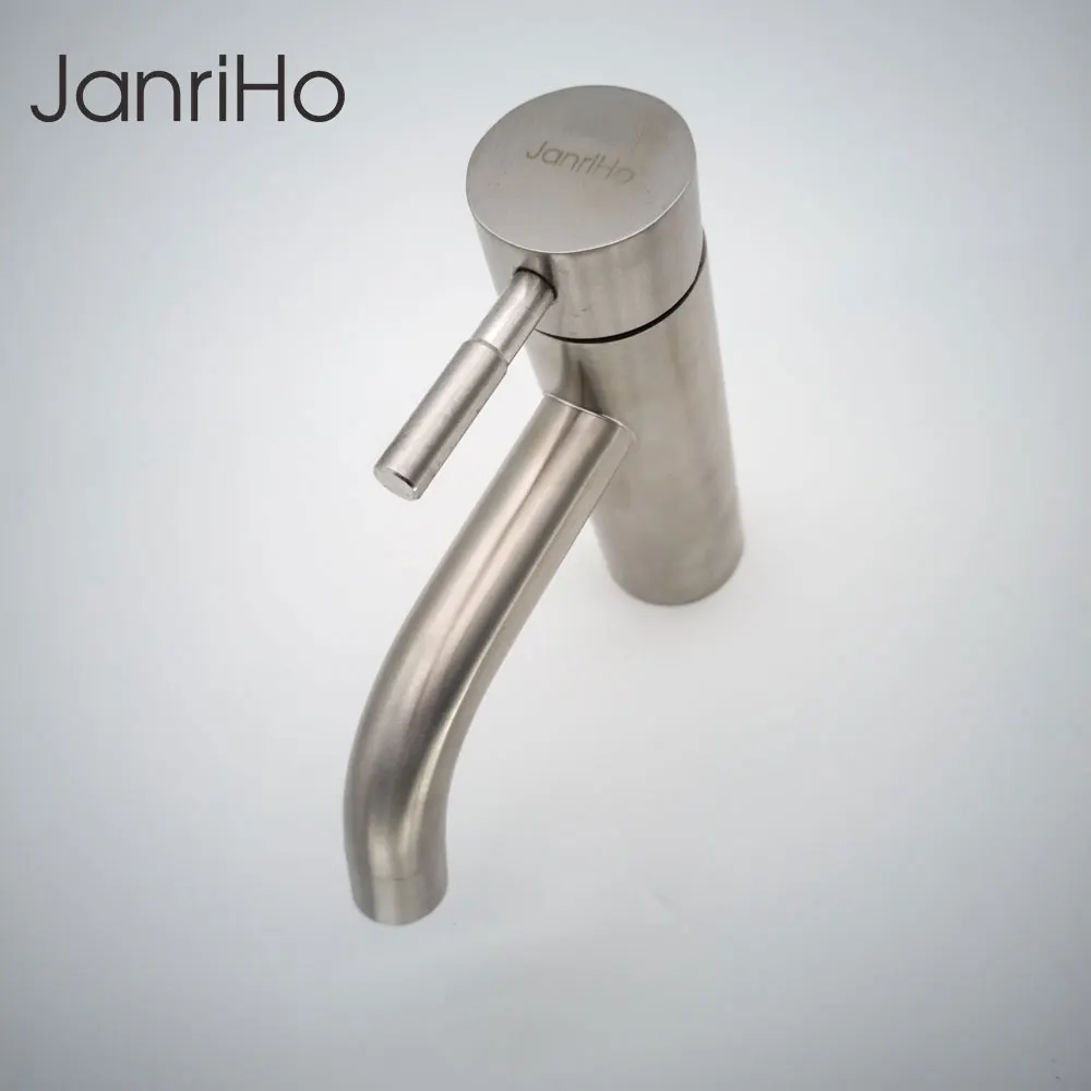 

JanriHo 304 Stainless Steel Brushed Nickel Circular - arc Bathroom Basin Faucets Single Handle Hot Cold Mixer Tap