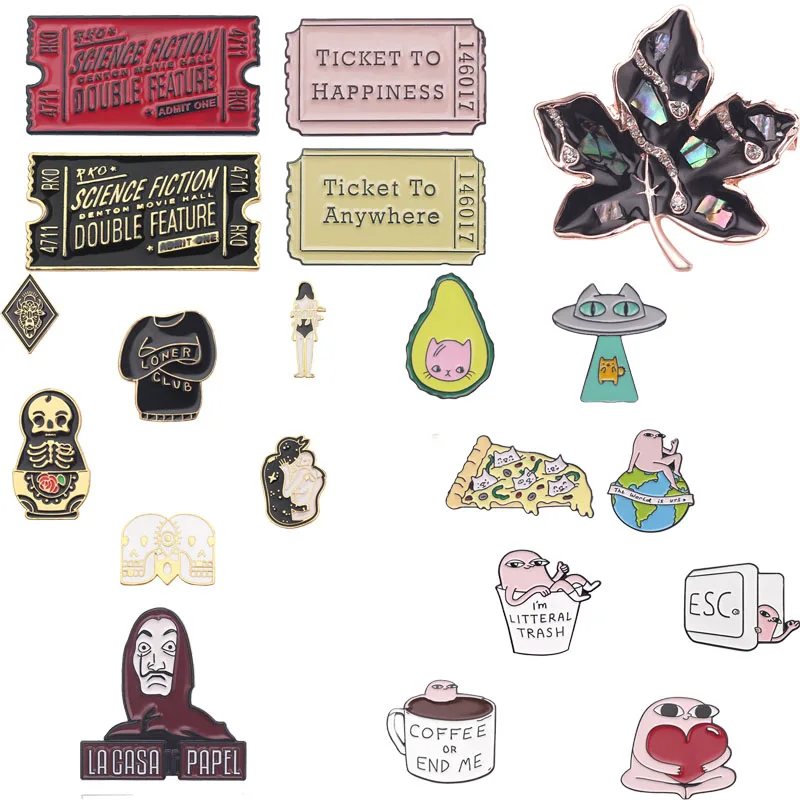 Оптовая продажа эмалированные значки билета на счастье брошь из сериала ТВ