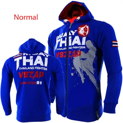 VSZAP MMA толстовки с длинными рукавами Муай Тай боксер утепленная дышащая Толстовка для мужчин - Color: Blue Normal