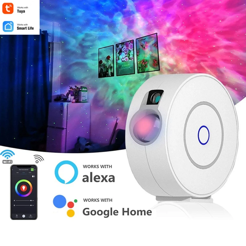 Tuya Smart Life проектор звездного неба Wi Fi лазерный Ночной светильник Led красочное