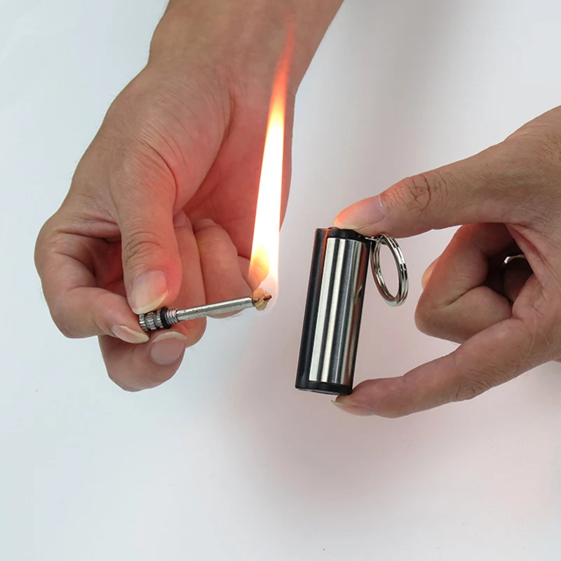 

Thousands Of Time Kerosene Lighter Match Outdoor Survival Tool Striker Keychain Waterproof Flint Free Fire Starter Permanent