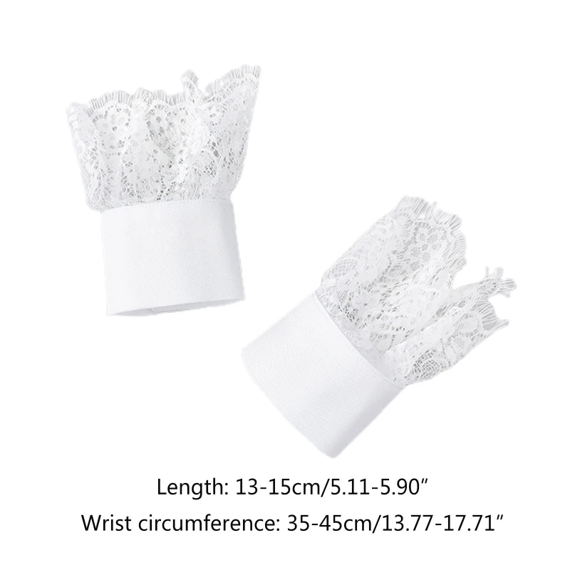 

Women Sweet Layered Horn Cuffs Hollow Eyelash Floral Lace Detachable Fake Sleeve