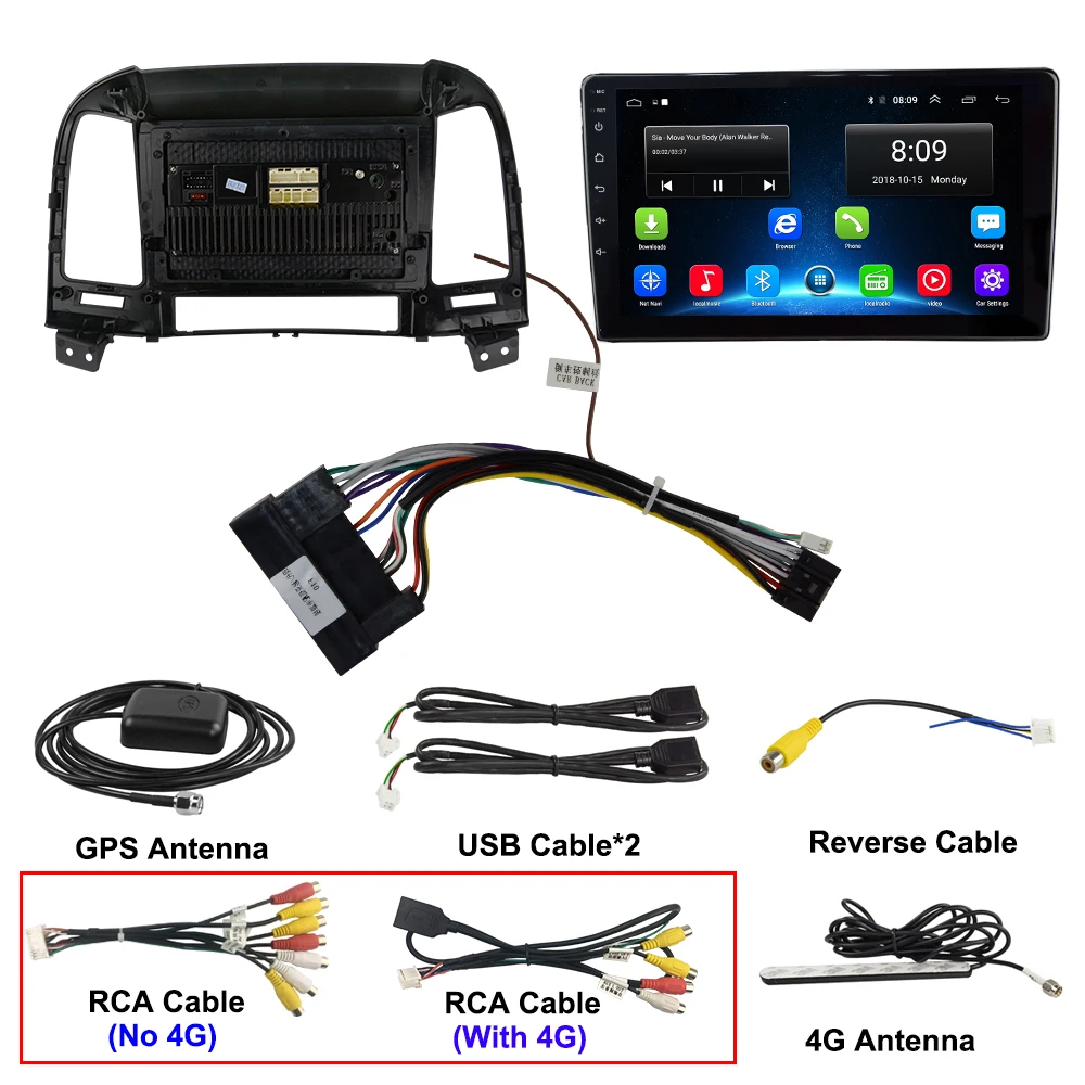 EKIY " ips 2.5D экран автомобиля радио мультимедиа 2 din для hyundai SANTA FE 2005-2012 Android 4G Navi навигация gps видео плеер