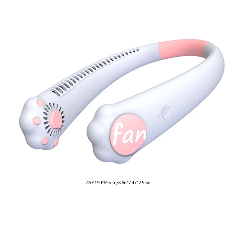 

35EB Portable Hands-Free Fan Personal Haning Neck Fan Cartoon Cat Ear-shaped Weararble Fan 6 hours Run Time for Kids Student