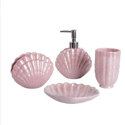 4piece a set Набор аксессуаров в керамической оболочке для ванной комнаты, средства для мойки Бутылочки для полоскания рта, держатель для мыльной зубной щетки, товары для дома pf92020 - Цвет: 4piece a set