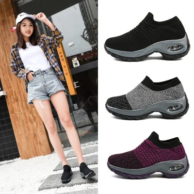 

Women Tennis Shoes Breathable Mesh Height-increasing Slip-on Female Sock Footwear Outdoor Casual Women Platforms Sneaker Zapato