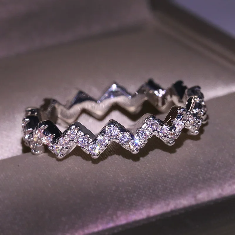 Искрящееся Женское Обручальное кольцо на палец с цирконом класса ААА
