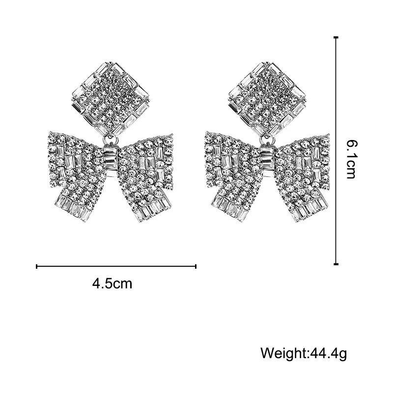 

AENSOA Luxury Big Dazzling Bowknot Crystal Drop Dangle Earrings for Women Female Fashion Elegant Bow Wedding Jewelry Accessories