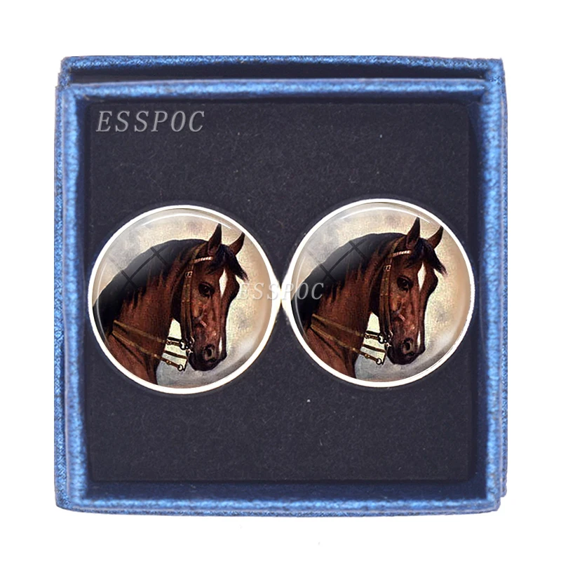 Мужские Запонки с рисунком лошади французские классические запонки серебряного
