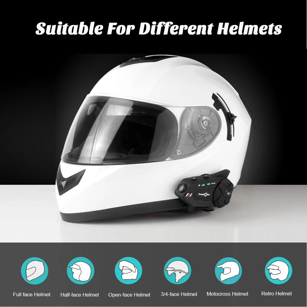 Freedconn R1 Plus Video Intercom Motorcylce Helmet Bluetooth Headset WiFi 1080P Action Camera DVR 6 Riders Interphone FM Radio|Наушники