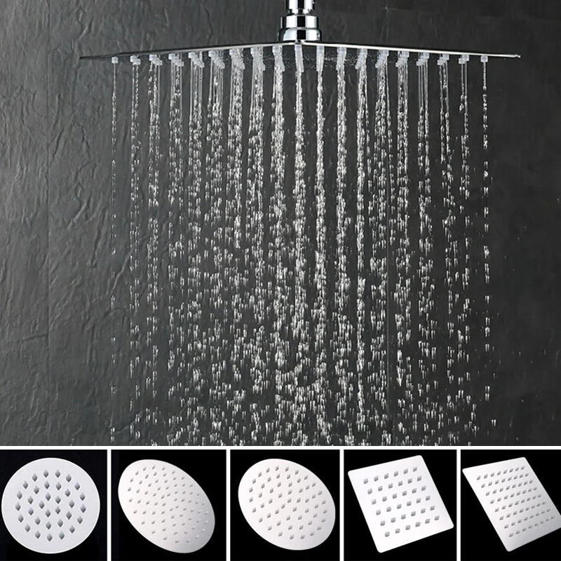 

Silver Thin Top Shower Head High Pressure Home Supplies Practical Bath Faucet Sprinkler Household 201 Stainless Steel Durable