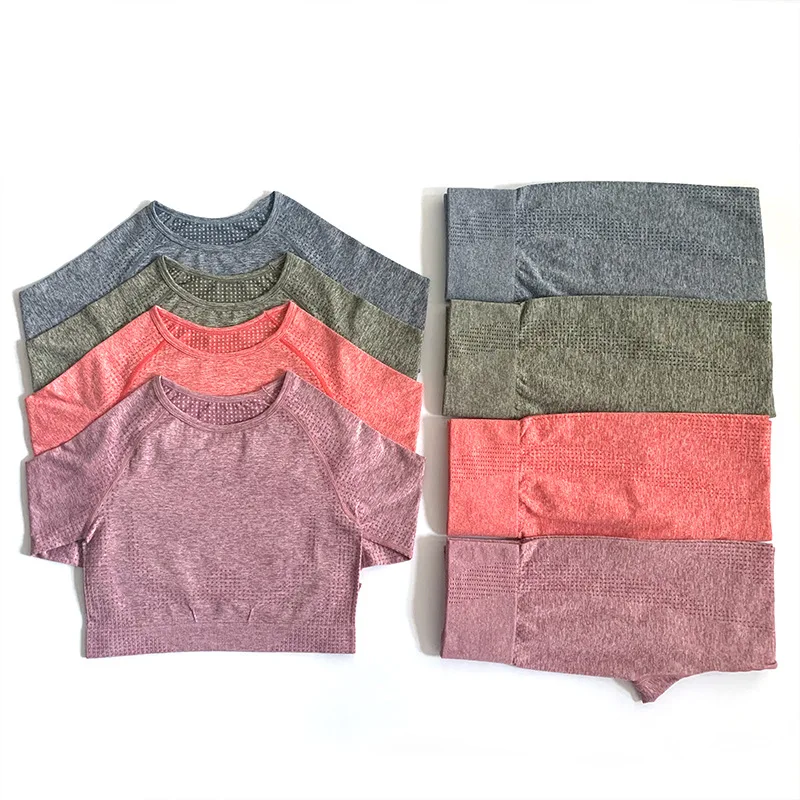 

2 Piece Set Women Vital Seamless Yoga Set Workout Clothes Long Sleeve Fitness Crop Top Shirt+High Waist Gym Leggings Sports Suit