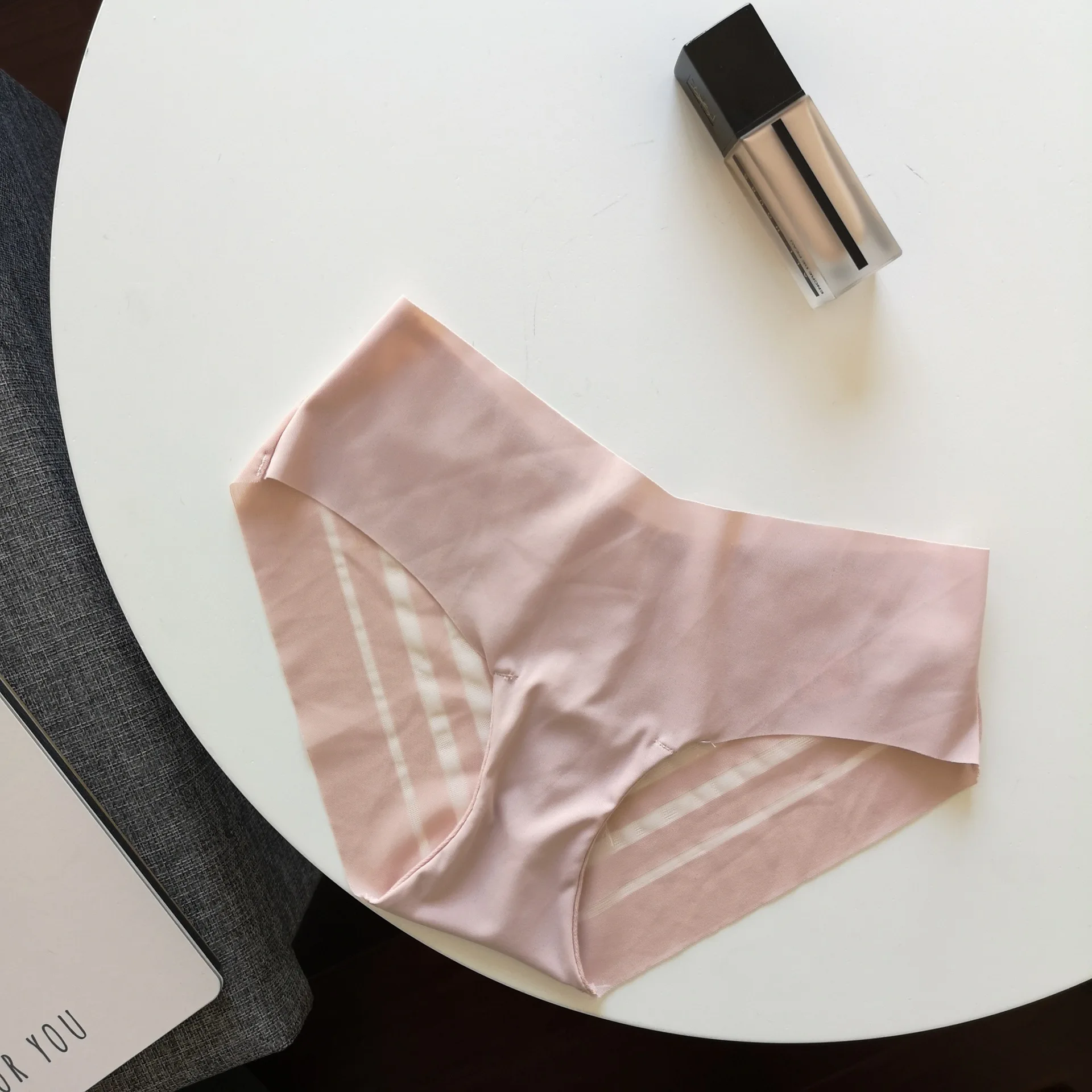 pink SP& CITY, женское однотонное нижнее белье, Ice Silk, полосатые прозрачные трусики, сетчатые бесшовные трусы, сексуальные микро-стринги, нижнее белье - Цвет: pink