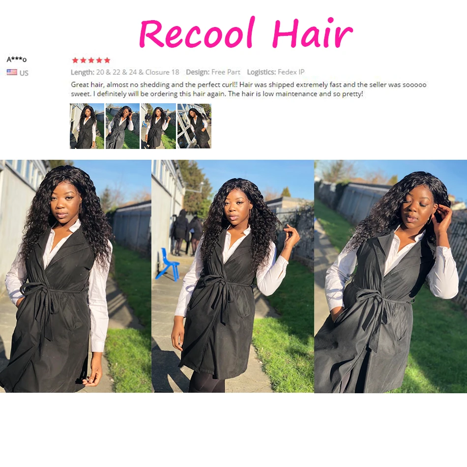 Мокрые и волнистые волосы Recool пучки с 5X5 кружевной застежкой человеческие пряди