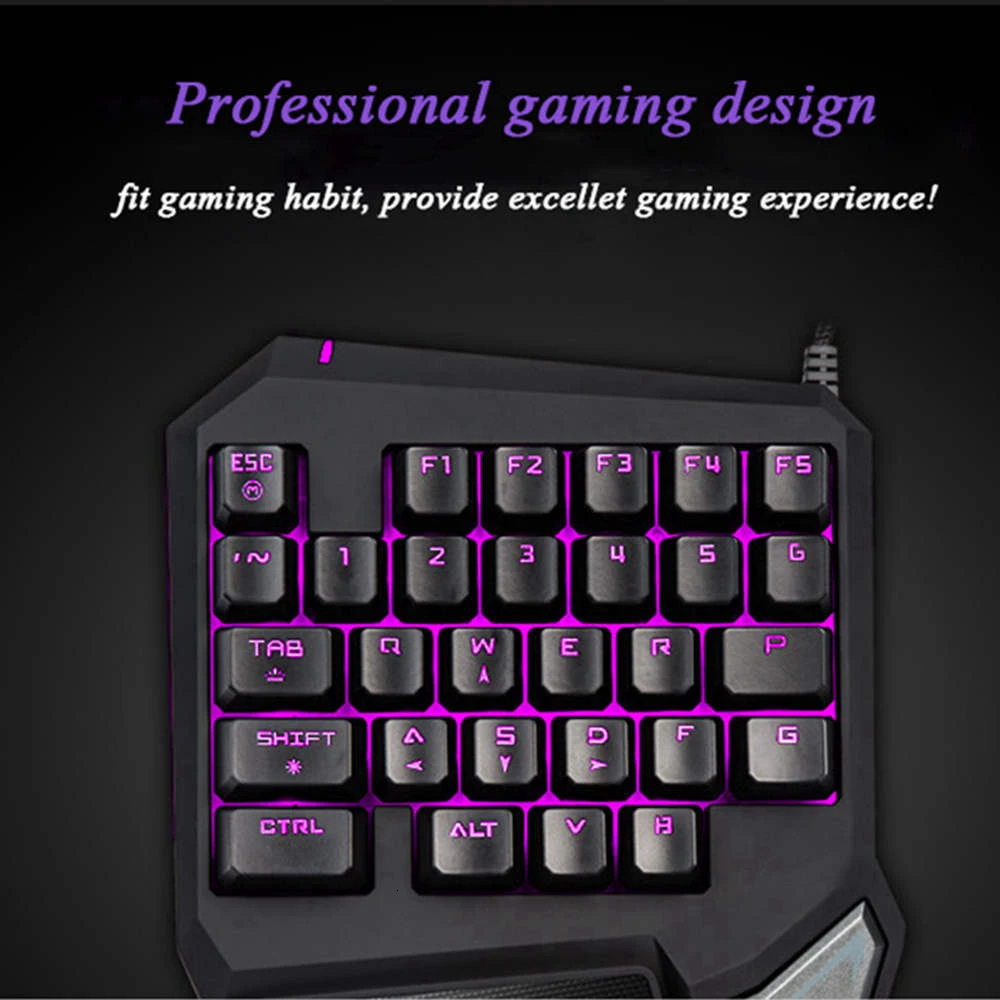 Delux T9 игровая клавиатура эргономичная с одной рукой 29 клавиш подсветкой RGB ПК