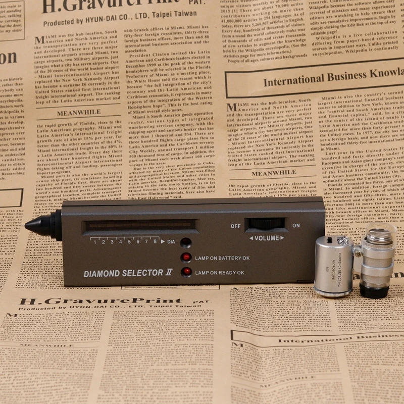 

2-in 1 Portable Diamond Tester Pen with 60X LED Lighted Loupe Microscope Magnifying Glasses Kit Combo Jeweler Tool Kit