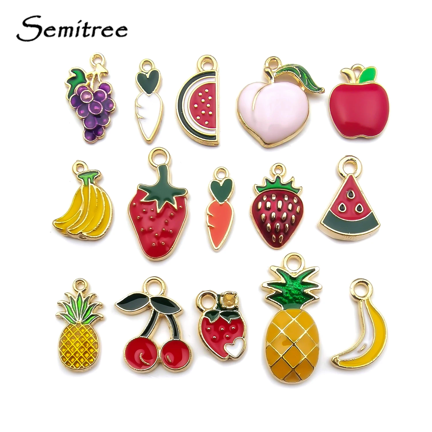 Semitree 30 шт. смешанные стильные милые фрукты Серьги Подвески ожерелье подвеска
