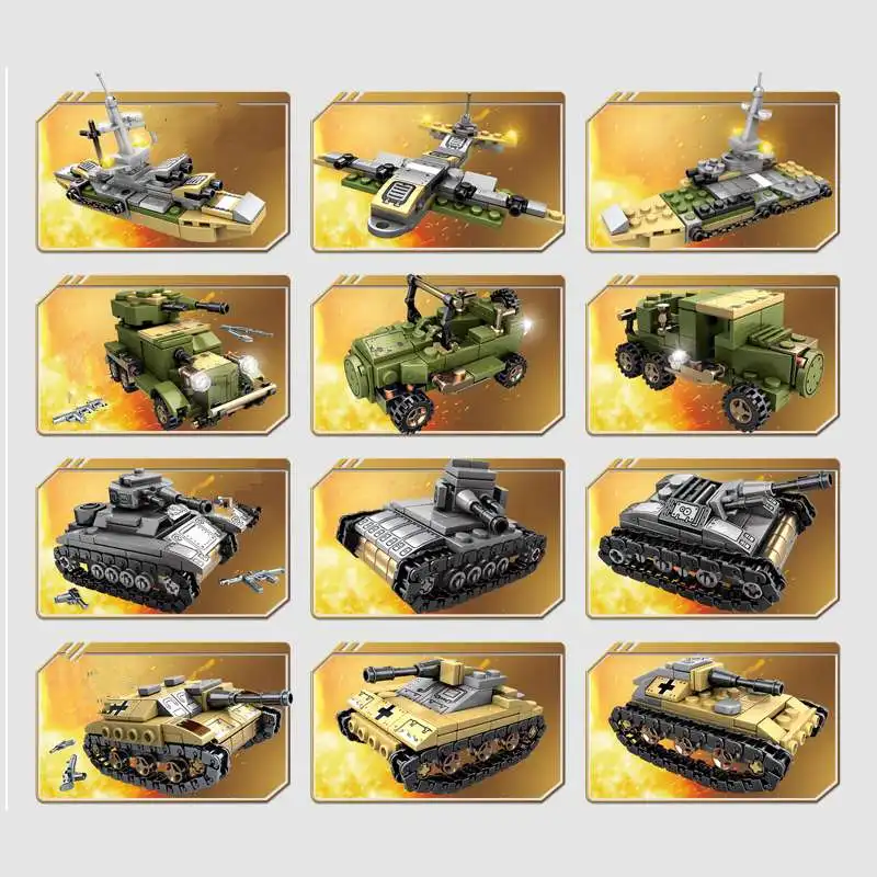 Pickwoo D20 1061 намоток Tank строительные блоки мини-фигурки автомобиля самолета