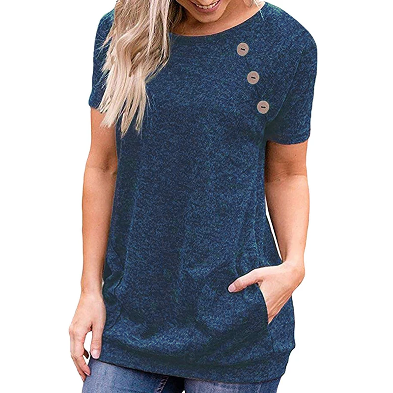 

Vintage New Basic T Shirt Winter Women T-Shirts Autumn Long Sleeve Top Casual Buttons Pocket Bottoming Tee Shirt Plus Size GV579