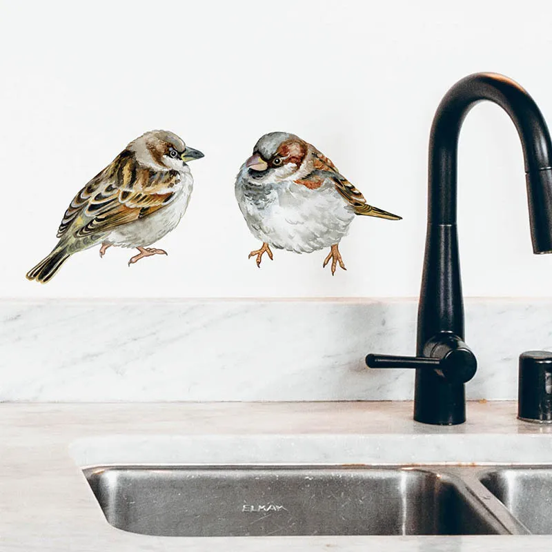 Ручная роспись 2 шт. птицы настенные наклейки для украшения комнаты Спальня