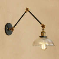 antique design glass swimming arm wall lamp retro reading lamp bedside home industrial led wall lights fixture black gold rustic