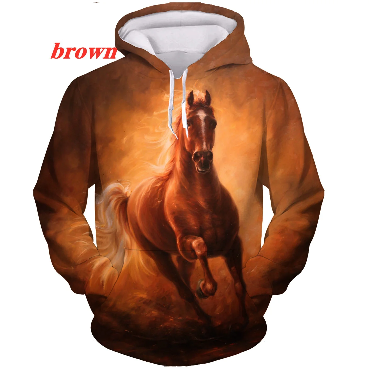 Fashion Horse 3D Print Hoodies Animal Pullover Hooded Sweatshirts Casual Cartoon Long Sleeve Shirts