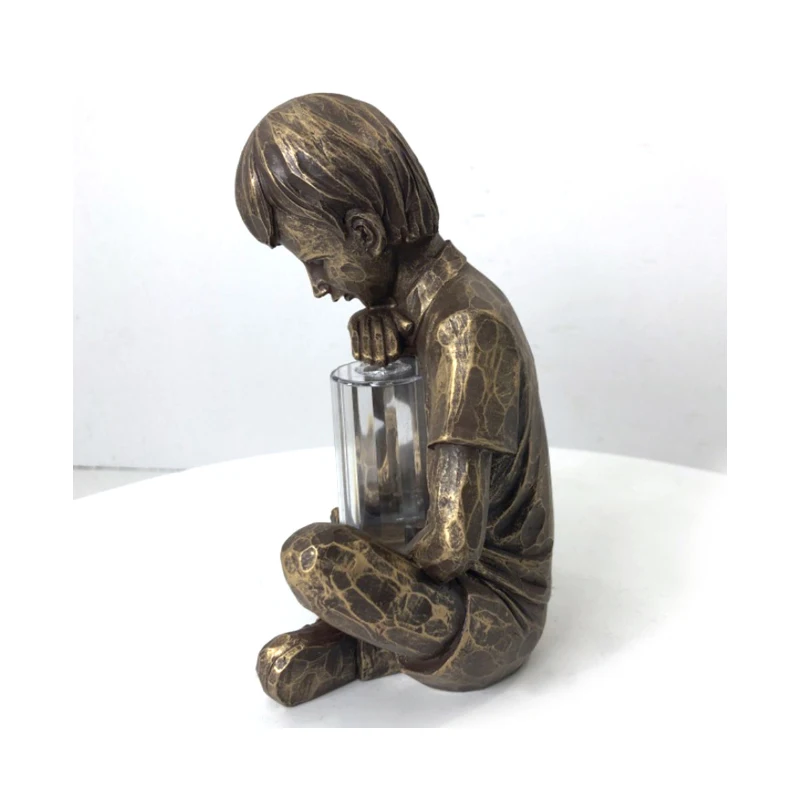 

Glimpses Of God Boy Statue Easter Garden Decoration Resin Ornament With Led Light Solar Power Home Decor Garden Accessories New