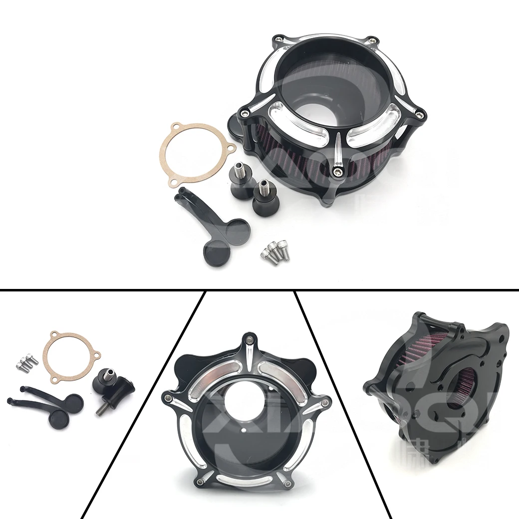 Запчасти для мотоциклов черный очиститель воздуха с ЧПУ фильтр на входе Harley Touring